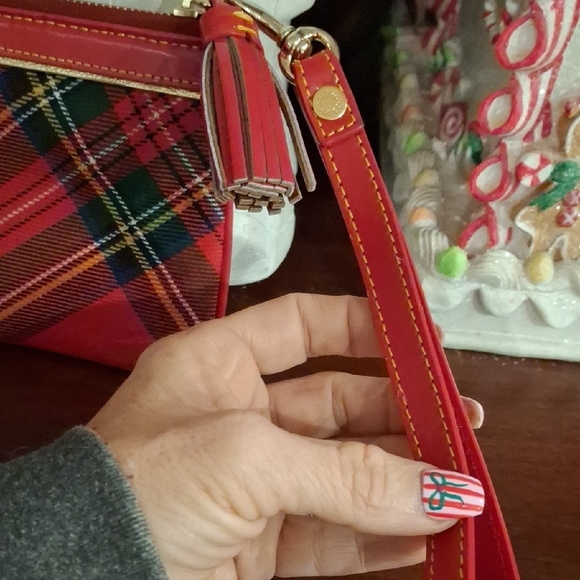 Dooney & Bourke Red and Green Plaid Wristlet - Picture 5 of 7